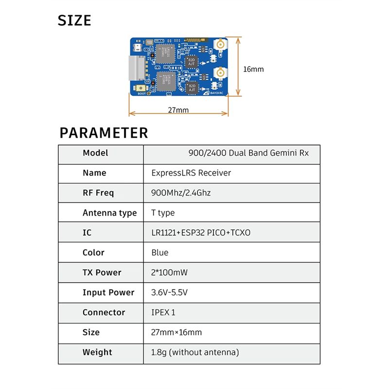 B78B-900Mhz 2.4Ghz 915M ELRS R - Drone Racing Receiver 评论和价格